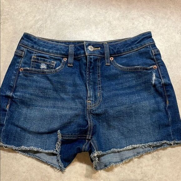Old Navy Womens Indigo Raw Hem High Rise Secret-Smooth Pockets Sz4 - Picture 1 of 6